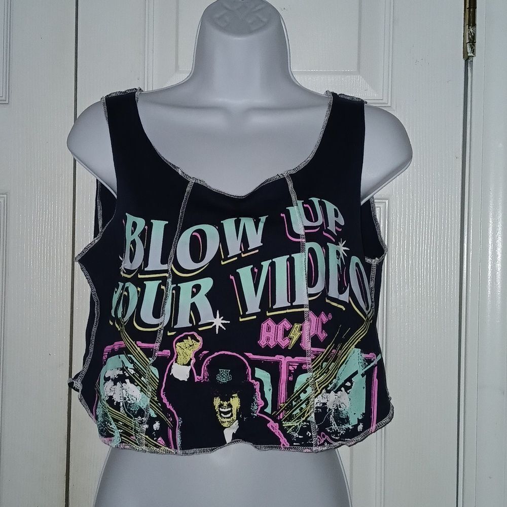 ACDC Blow Up Your Video sleeveless crop tank top Sz M NWT